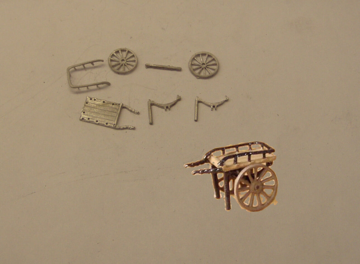 P&D Marsh OO Gauge PW105 Porter Handcart & Luggage Kit – White Metal, Unpainted