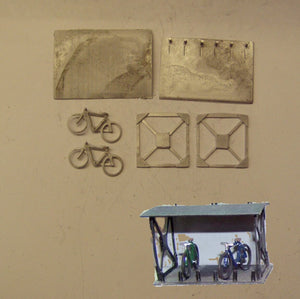 PW216 ( 3) Bike shed with 2 bikes - OO GAUGE -
